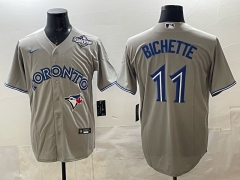 (Logo 3) Toronto Blue Jays Grey #11 Baseball Jersey-0840