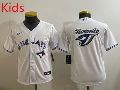 (Logo 4) Toronto Blue Jays White Kids/Youth Baseball Jersey-0840