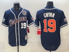 (Logo 3) Retro Version San Diego Padres Royal Blue #19 MLB Jersey-0840