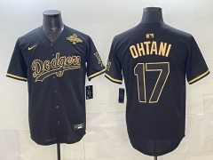 (Logo 9) 5th Generation Los Angeles Dodgers Black&Gold #17 MLB Jersey-0840
