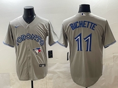 (Logo 4) Toronto Blue Jays Grey #11 Baseball Jersey-0840
