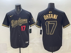 (Logo 3) 5th Generation Los Angeles Dodgers Black&Gold #17 MLB Jersey-0840