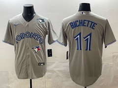 (Logo 1) Toronto Blue Jays Grey #11 Baseball Jersey-0840