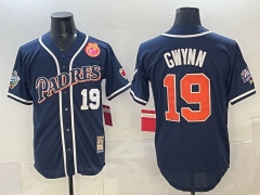 (Logo 1) Retro Version San Diego Padres Royal Blue #19 MLB Jersey-0840