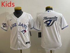 (Logo 5) Toronto Blue Jays White Kids/Youth Baseball Jersey-0840