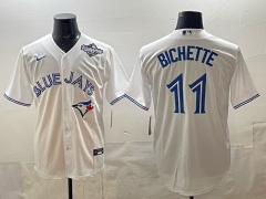 (Logo 3) Toronto Blue Jays White #11 Baseball Jersey-0840