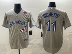 (Logo 2) Toronto Blue Jays Grey #11 Baseball Jersey-0840