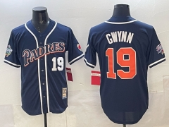 (Logo 3) Retro Version San Diego Padres Royal Blue #19 MLB Jersey-0840
