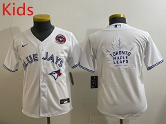 (Logo 3) Toronto Blue Jays White Kids/Youth Baseball Jersey-0840