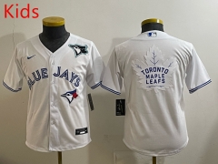 (Logo 2) Toronto Blue Jays White Kids/Youth Baseball Jersey-0840
