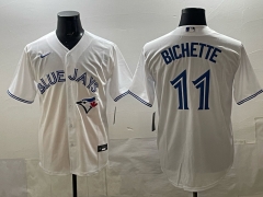 (Logo 1) Toronto Blue Jays White #11 Baseball Jersey-0840