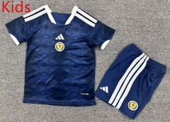 26-27 Scotland Home Royal Blue Kids/Youth Soccer Uniform-7809