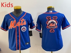 (Logo 8) New York Mets Blue Kids MLB Jersey-0840