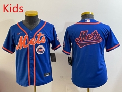 (Logo 5) New York Mets Blue Kids MLB Jersey-0840