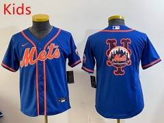 (Logo 6) New York Mets Blue Kids MLB Jersey-0840