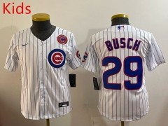 (Logo 4) Chicago Cubs White #29 Kids MLB Jersey-0840
