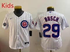 (Logo 3) Chicago Cubs White #29 Kids MLB Jersey-0840