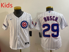 (Logo 2) Chicago Cubs White #29 Kids MLB Jersey-0840