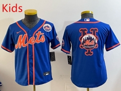 (Logo 7) New York Mets Blue Kids MLB Jersey-0840