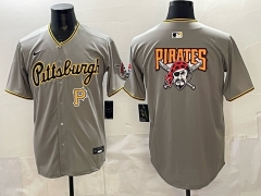 (Logo 7) Pittsburgh Pirates Gray MLB Jersey-0840