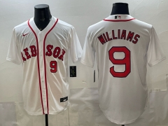 (Logo 4) Boston Red Sox White #9 MLB Jersey-0840