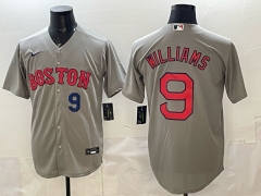 (Logo 2) Boston Red Sox Grey #9 MLB Jersey-0840