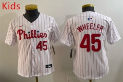 Philadelphia Phillies White&Red #45 Kids MLB Jersey-0840