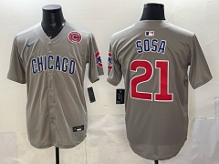 (Logo 5) Chicago Cubs Grey #21 MLB Jersey-0840