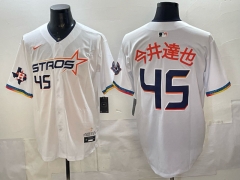 (Logo 1) Houston Astros 4 Generations White #45 MLB Jersey-0840