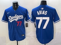 (Logo 2) Los Angeles Dodgers Blue #77 MLB Jersey-0840