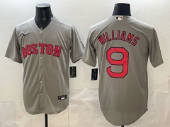 (Logo 1) Boston Red Sox Grey #9 MLB Jersey-0840
