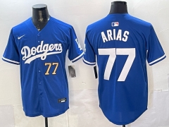 (Logo 1) Los Angeles Dodgers Blue #77 MLB Jersey-0840