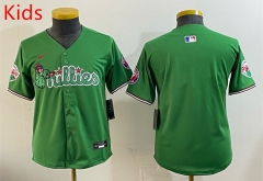 (Logo 1) Joint Version Philadelphia Phillies 3 Generations Green Kids MLB Jersey-0840