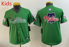 (Logo 4) Joint Version Philadelphia Phillies 3 Generations Green Kids MLB Jersey-0840