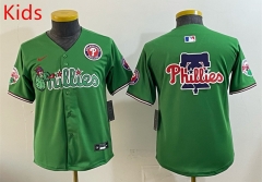 (Logo 5) Joint Version Philadelphia Phillies 3 Generations Green Kids MLB Jersey-0840