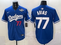 (Logo 7) Los Angeles Dodgers Blue #77 MLB Jersey-0840