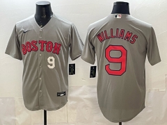 (Logo 3) Boston Red Sox Grey #9 MLB Jersey-0840