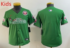 (Logo 2) Joint Version Philadelphia Phillies 3 Generations Green Kids MLB Jersey-0840