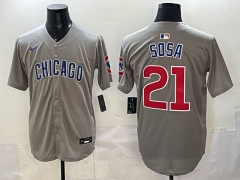 (Logo 2) Chicago Cubs Grey #21 MLB Jersey-0840