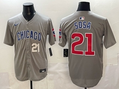 (Logo 1) Chicago Cubs Grey #21 MLB Jersey-0840