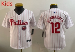 Philadelphia Phillies White&Red #12 Kids MLB Jersey-0840
