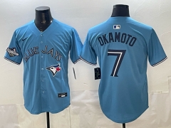 (Logo 4) Toronto Blue Jays Blue #7 Baseball Jersey-0840