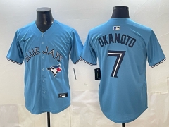(Logo 1) Toronto Blue Jays Blue #7 Baseball Jersey-0840