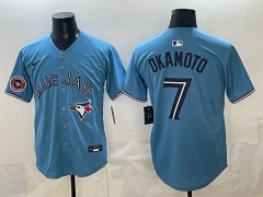 (Logo 2) Toronto Blue Jays Blue #7 Baseball Jersey-0840