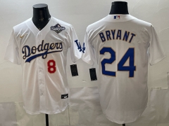 Gold font Los Angeles Dodgers White #24 MLB Jersey-0840