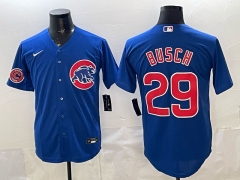 (Logo 3) Chicago Cubs Blue #29 MLB Jersey-0840