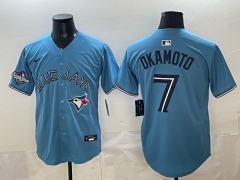 (Logo 3) Toronto Blue Jays Blue #7 Baseball Jersey-0840
