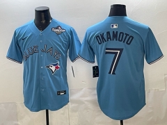(Logo 5) Toronto Blue Jays Blue #7 Baseball Jersey-0840