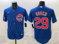 (Logo 1) Chicago Cubs Blue #29 MLB Jersey-0840