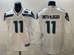 (Logo 3) Seattle Seahawks White #11 NFL Jersey-0840